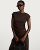 image 3 of F&F Crinkle Ruched Cap Sleeved Co-ord Top in Brown