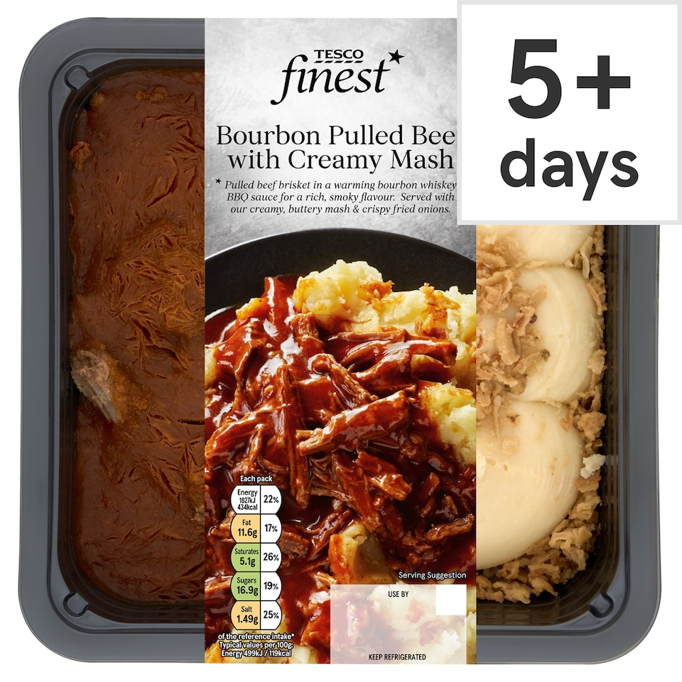 Tesco Finest Bourbon Pulled Beef With Creamy Mash 400G