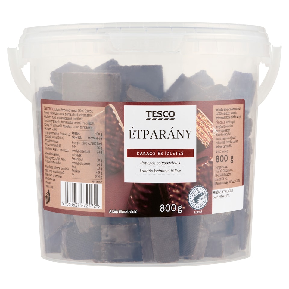 Tesco Étparány Waffles with Cocoa Cream Filling and Dark Chocolate Coating 800 g