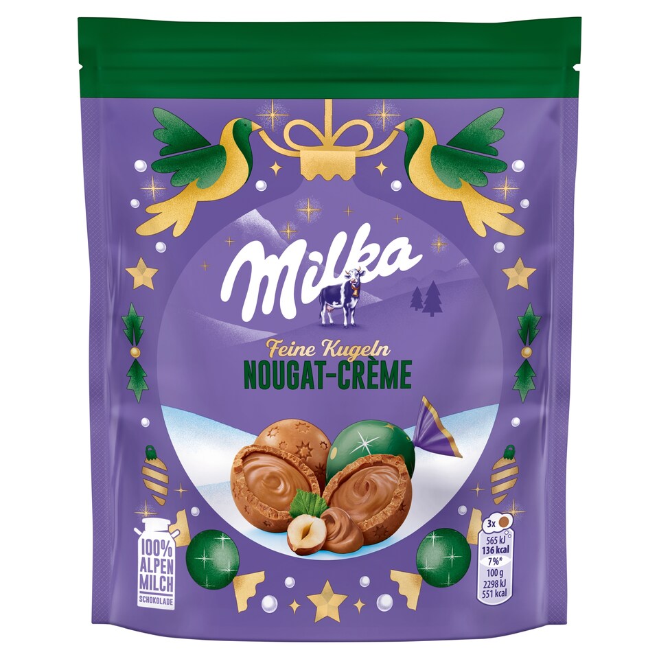 Milka Alpine Milk Chocolate with Nougat Cream Filling 90 g