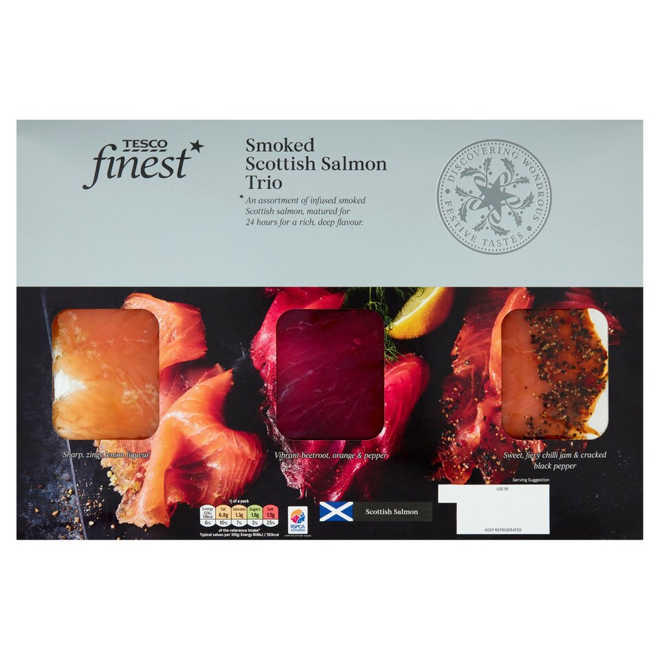 Tesco Finest Scottish Smoked Salmon Trio 180G