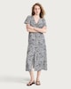 image 1 of F&F Floral Print V Neck Midi Dress in Navy