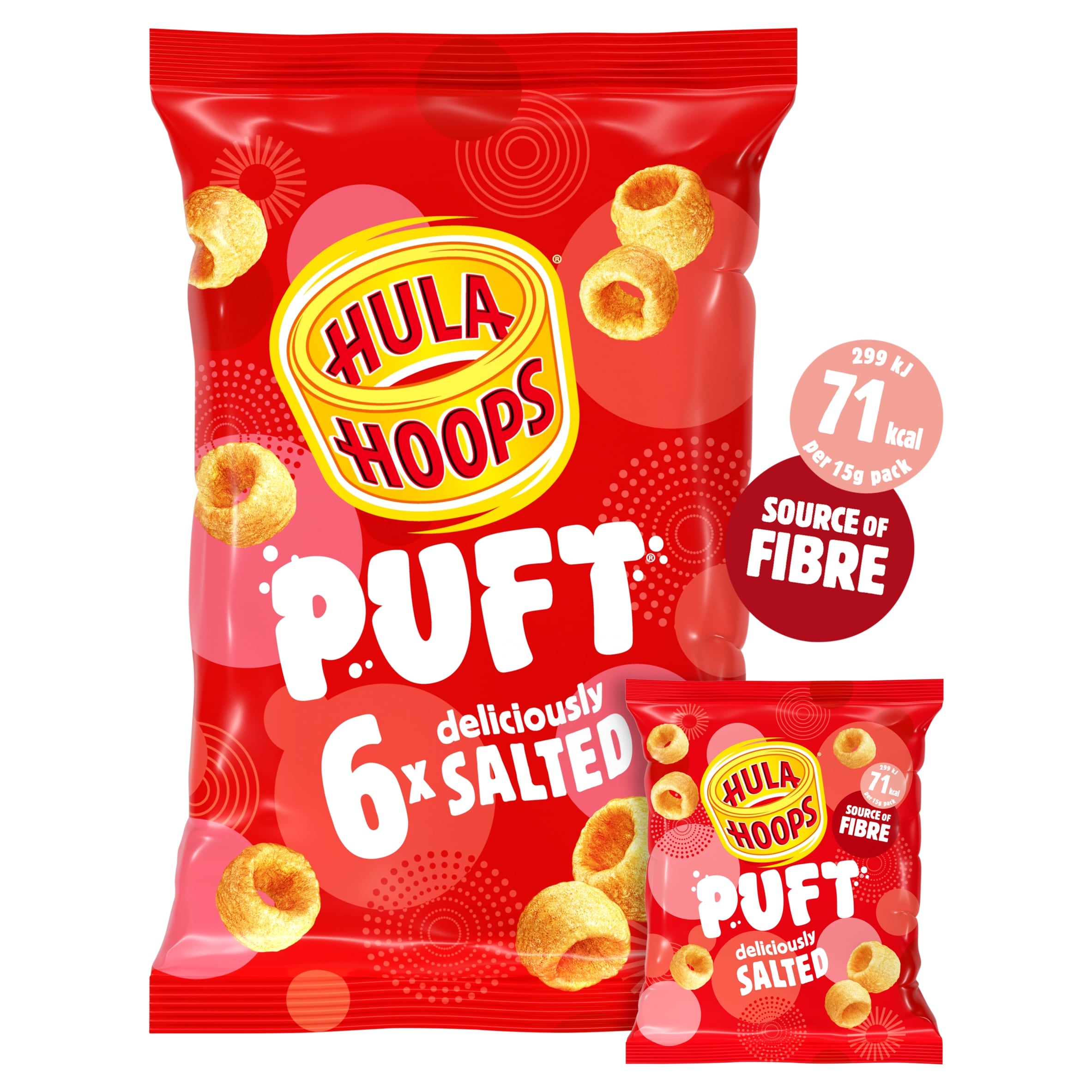 Hula Hoops Puft Salted Multipack Crisps 6x15g