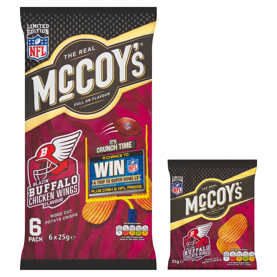 image 1 of McCoy's Blazin' Buffalo Chicken Wings Multipack Crisps 6x25g