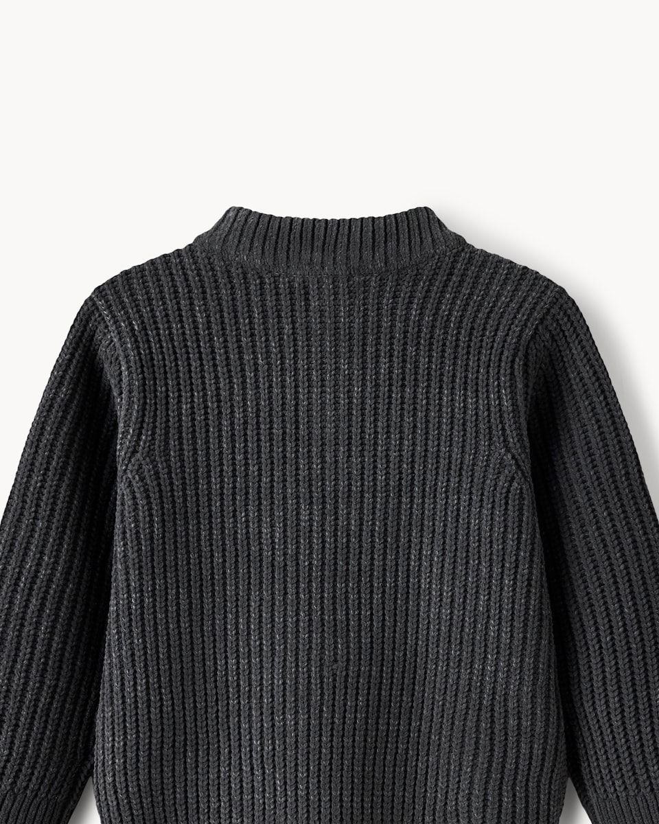 image 1 of F&F Boys Chenille Knitter Quarter Zip Jumper in Khaki