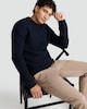 image 1 of F&F Waffle Knit Crew Neck Jumper with Wool in Navy