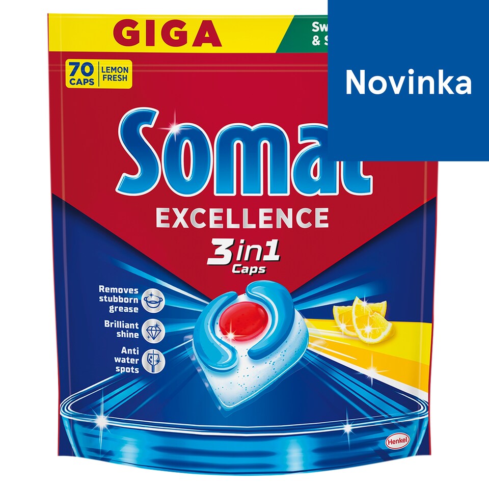 Somat Excellence 3in1 Lemon Fresh kapsuly do umývačky riadu 70 ks 1267 g