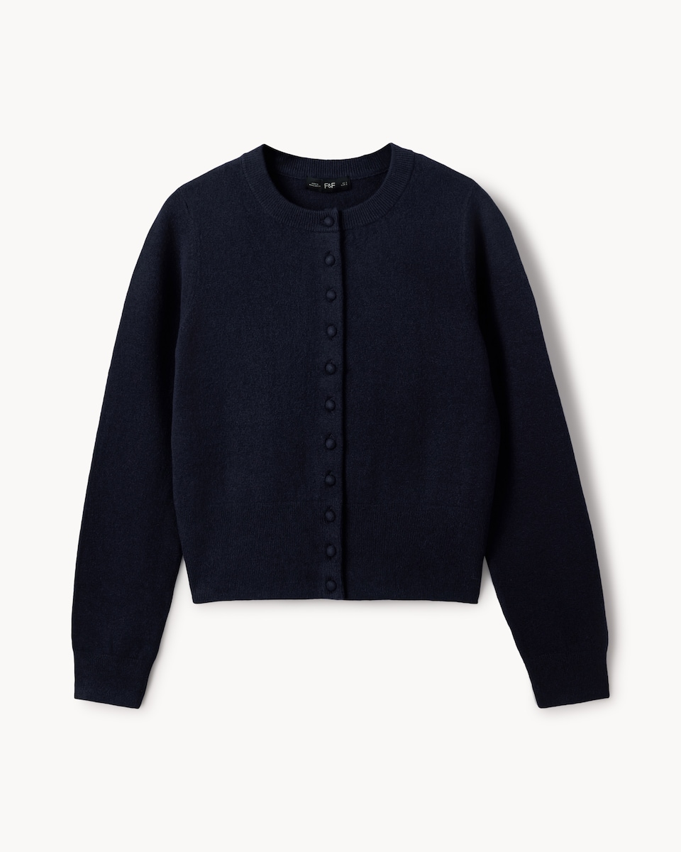image 1 of F&F Long Sleeved Cardigan in Navy