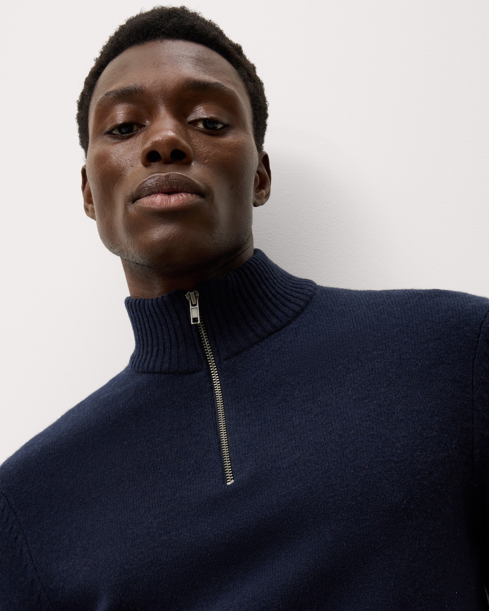 image 1 of F&F Pure Lambswool Half Zip Jumper in Navy