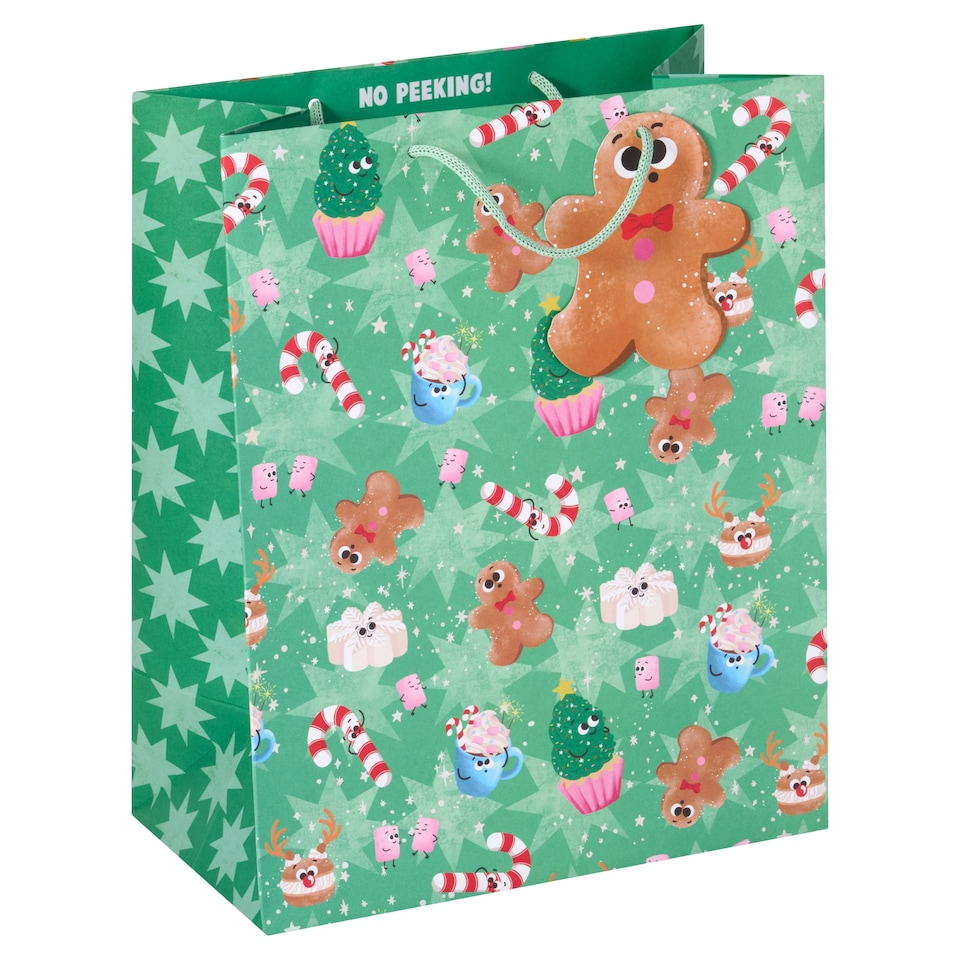 Tesco Green Food Friends Large Christmas Gift Bag