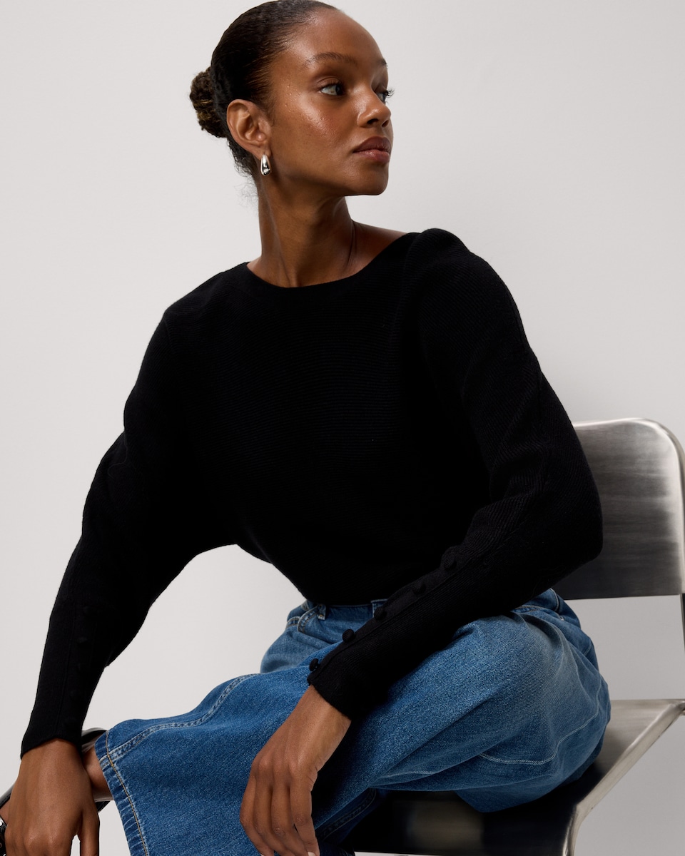 image 1 of F&F Batwing Knitted Jumper in Black