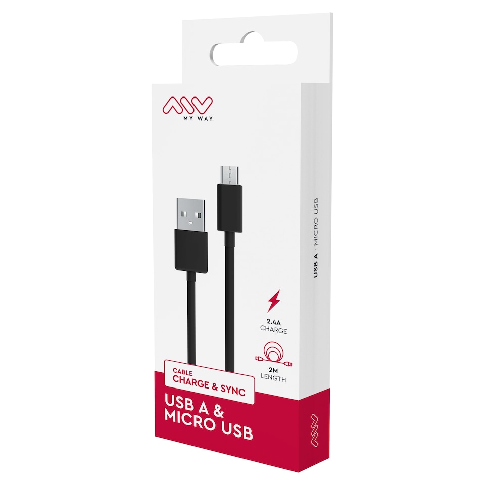 Myway Cable Usb To Micro Usb 2M Black