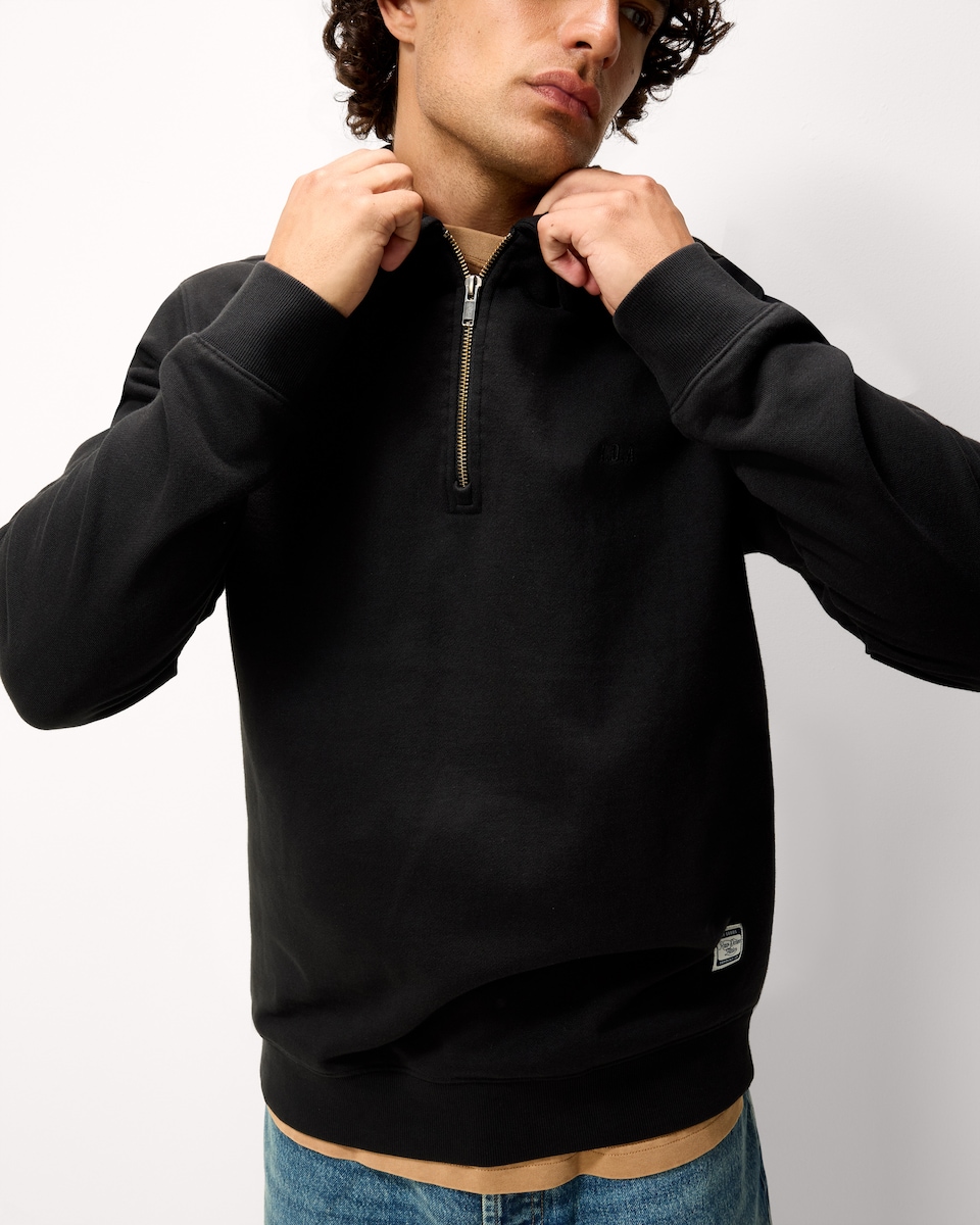image 1 of RDA Pure Cotton Half Zip Sweatshirt in Black