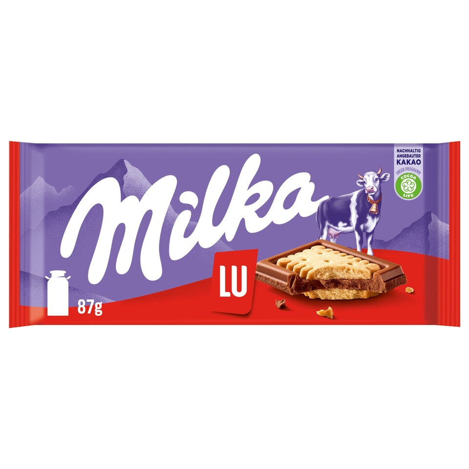 Milka alpesi tejcsokoládé ropogós keksszel 87 g