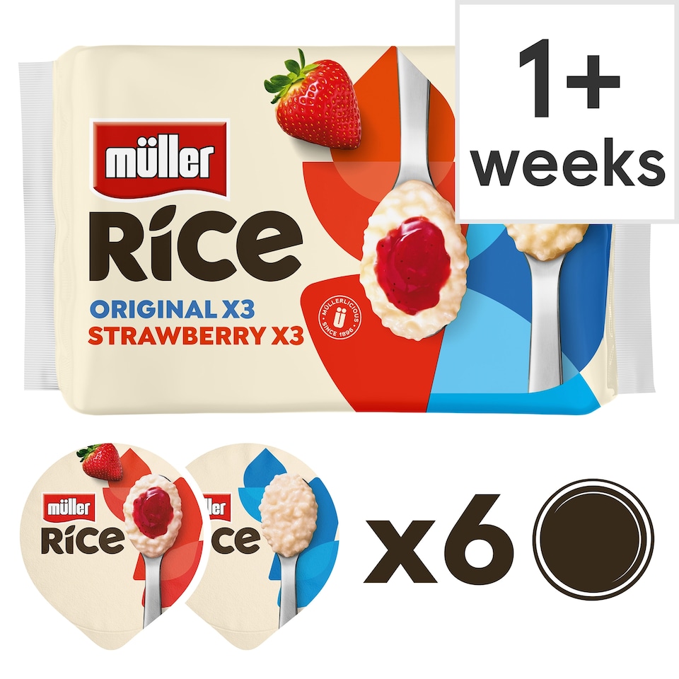 image 1 of Muller Rice Low Fat Dessert - Original & Strawberry 6 x 170g