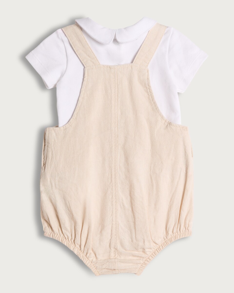 image 1 of F&F Baby 2-Piece Romper and Bodysuit Set in Cream