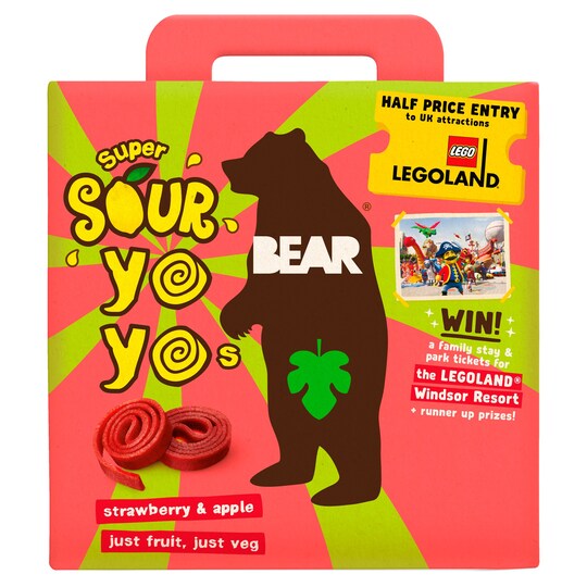 Bear Yoyo Sours Strawberry & Apple 10 Rolls 5 Pack Tesco Groceries