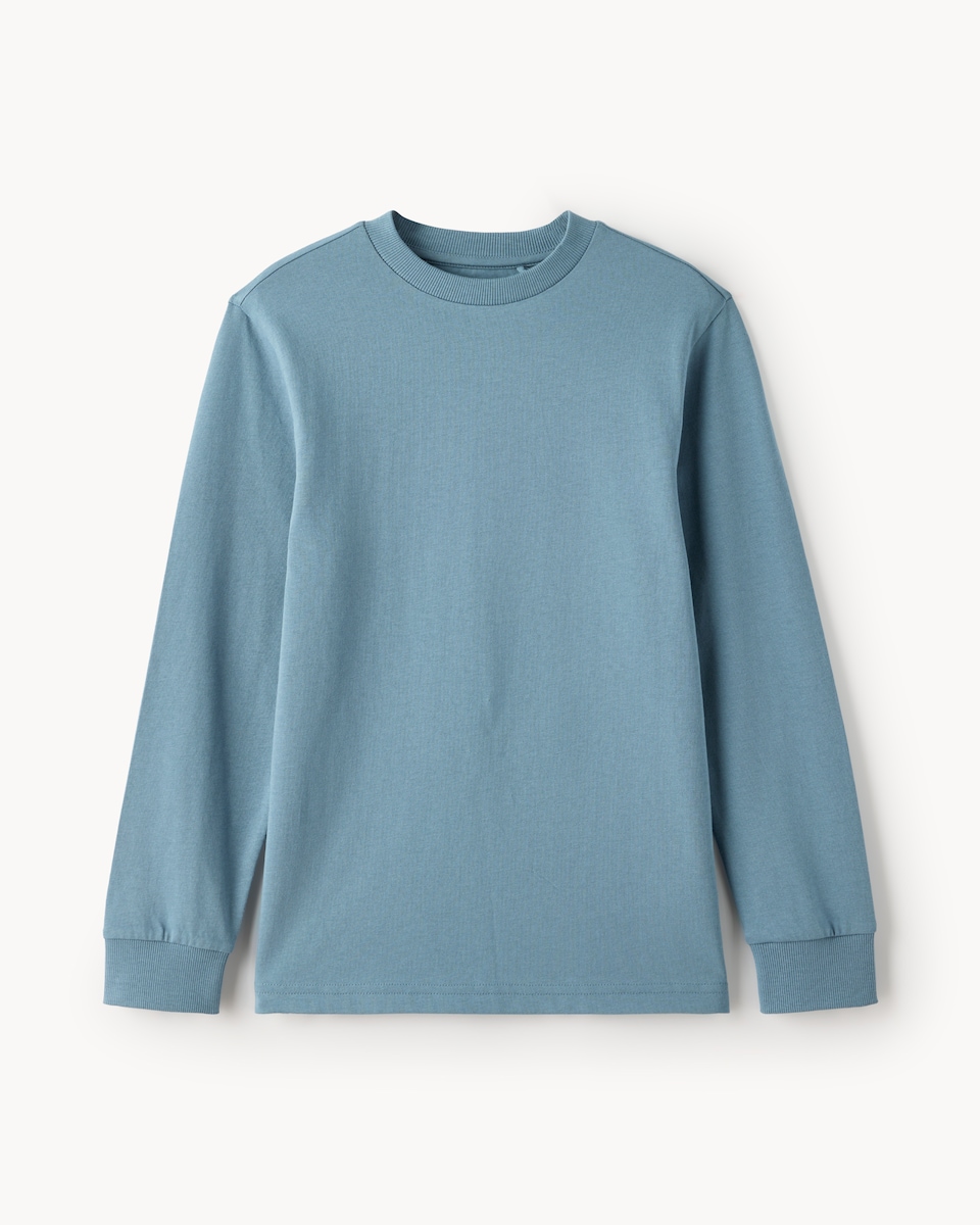 image 1 of F&F Boys Pure Cotton Long Sleeved Top in Blue