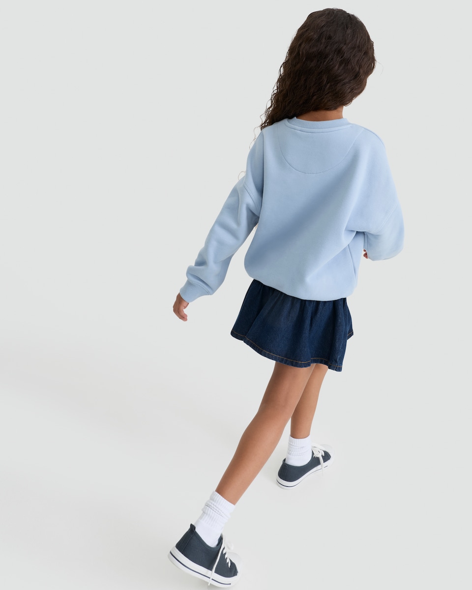 image 1 of F&F Girls Cotton Rich USA Flag Print Sweatshirt in Blue