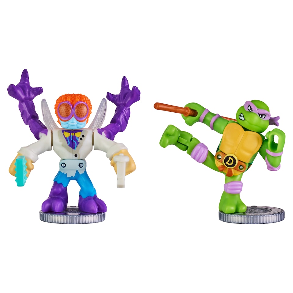image 1 of Legends Of Akedo Teenage Mutant Ninja Turtles Mini Battling Warriors Donatello Vs Baxter Stockman Figures