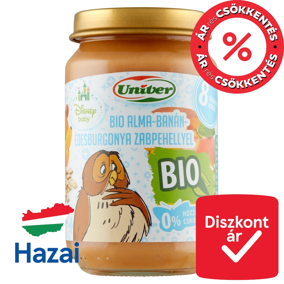 Univer Disney Baby bio alma-banán-édesburgonya zabpehellyel bébidesszert 8 hónapos kortól 163 g