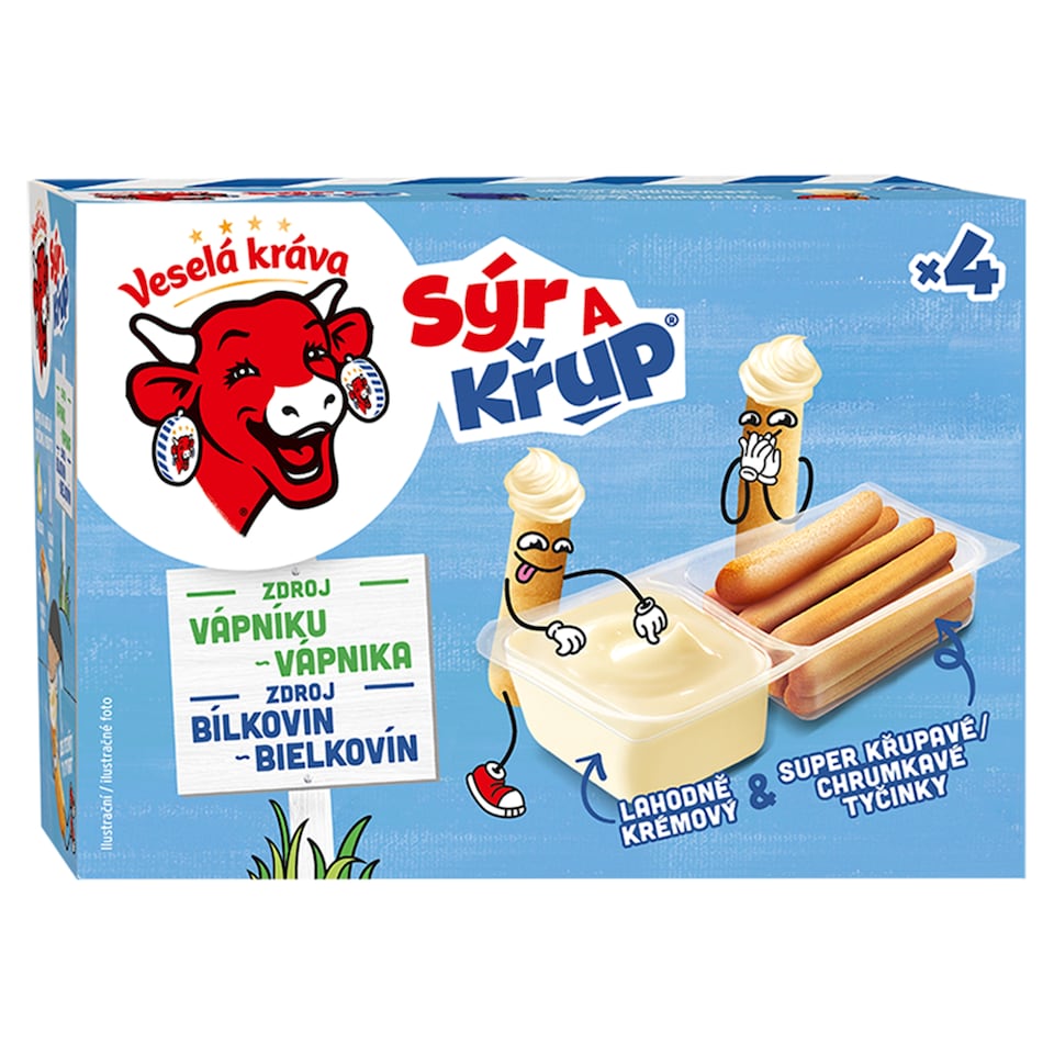 Veselá Kráva Sýr a Křup Lahodný syr & chrumkavé tyčinky 4 x 35 g