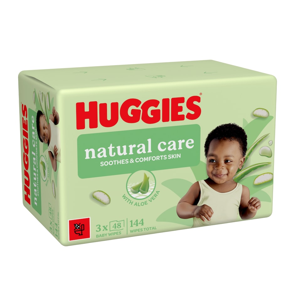 image 1 of Huggies Natural Care 0% Plastic Baby Wipes 3x48 144 Wipes