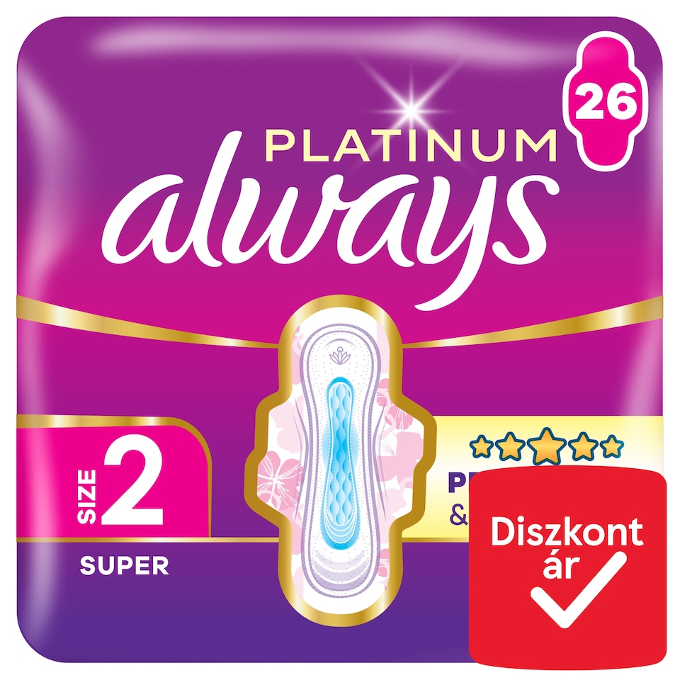 Always Platinum Egészségügyi Betét Super (2-es méret), 26 db Betét  1. kép