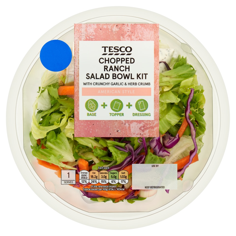 Tesco Chopped Ranch Salad Bowl Kit 150g