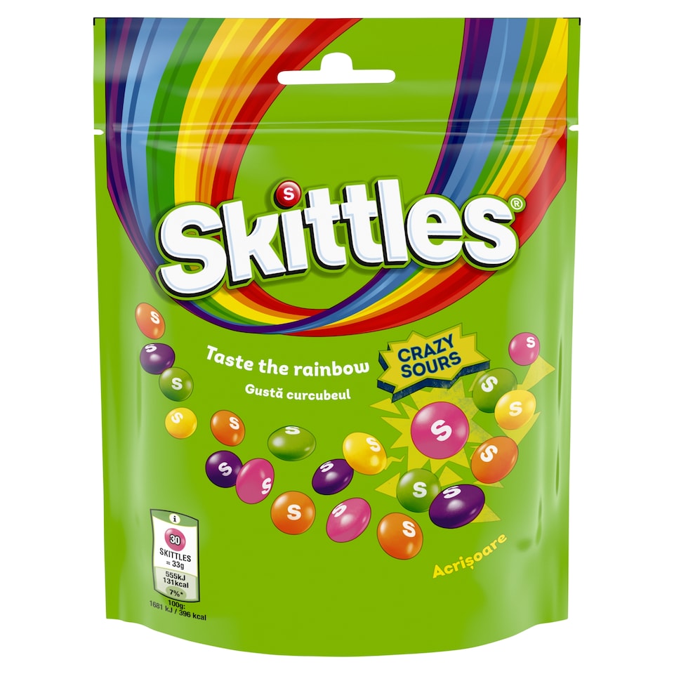 image 1 of Skittles Sours Chewy Candy in Crunchy Crust with Sour Fruit Flavours 152g