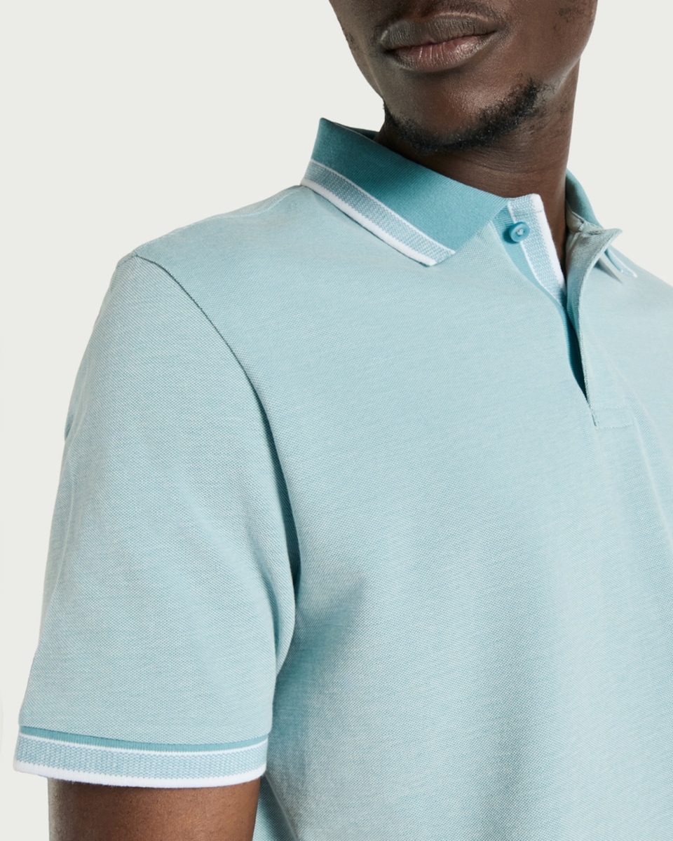 image 1 of F&F Pure Cotton Short Sleeved Polo Shirt in Teal
