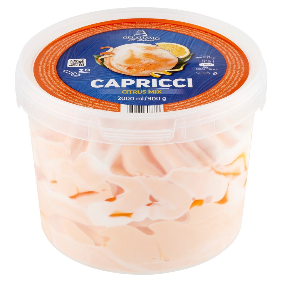 Gelatiamo Capricci Citrus Mix citrom-grapefruit-narancs ízű jégkrém narancs ízű öntettel 2000 ml