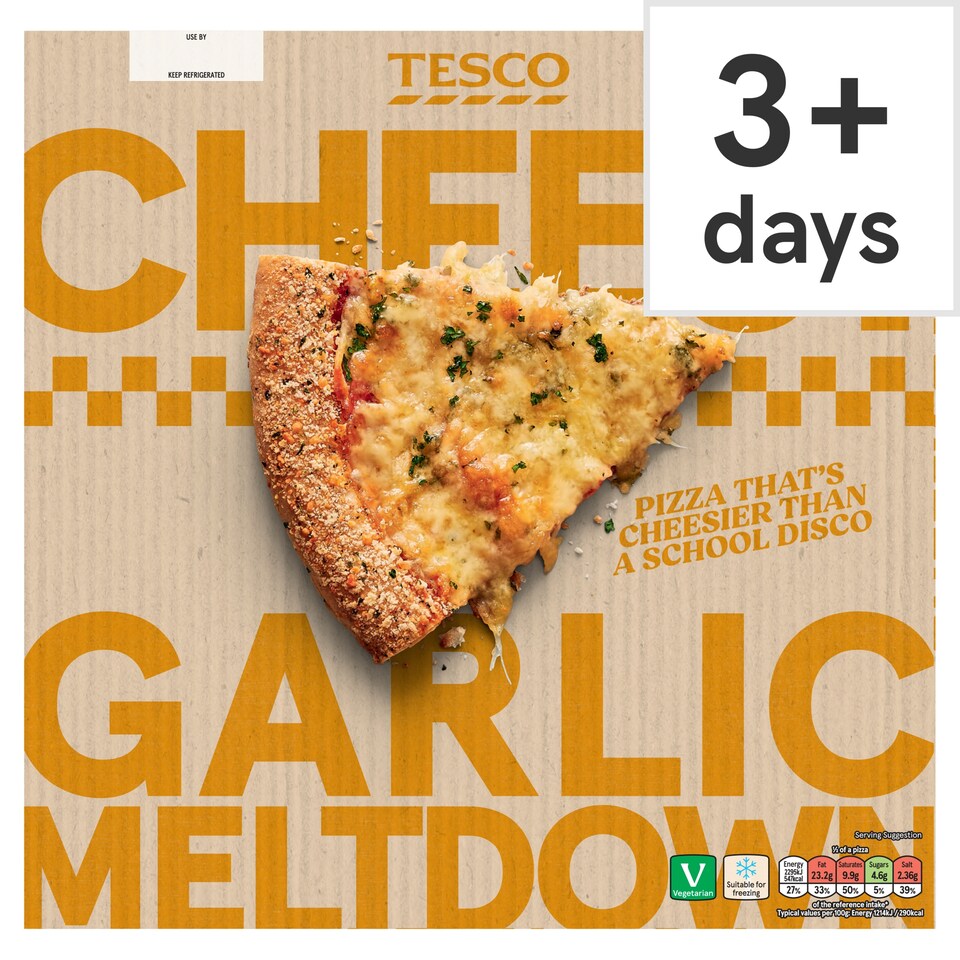 Tesco Cheesy Garlic Meltdown Pizza 385g