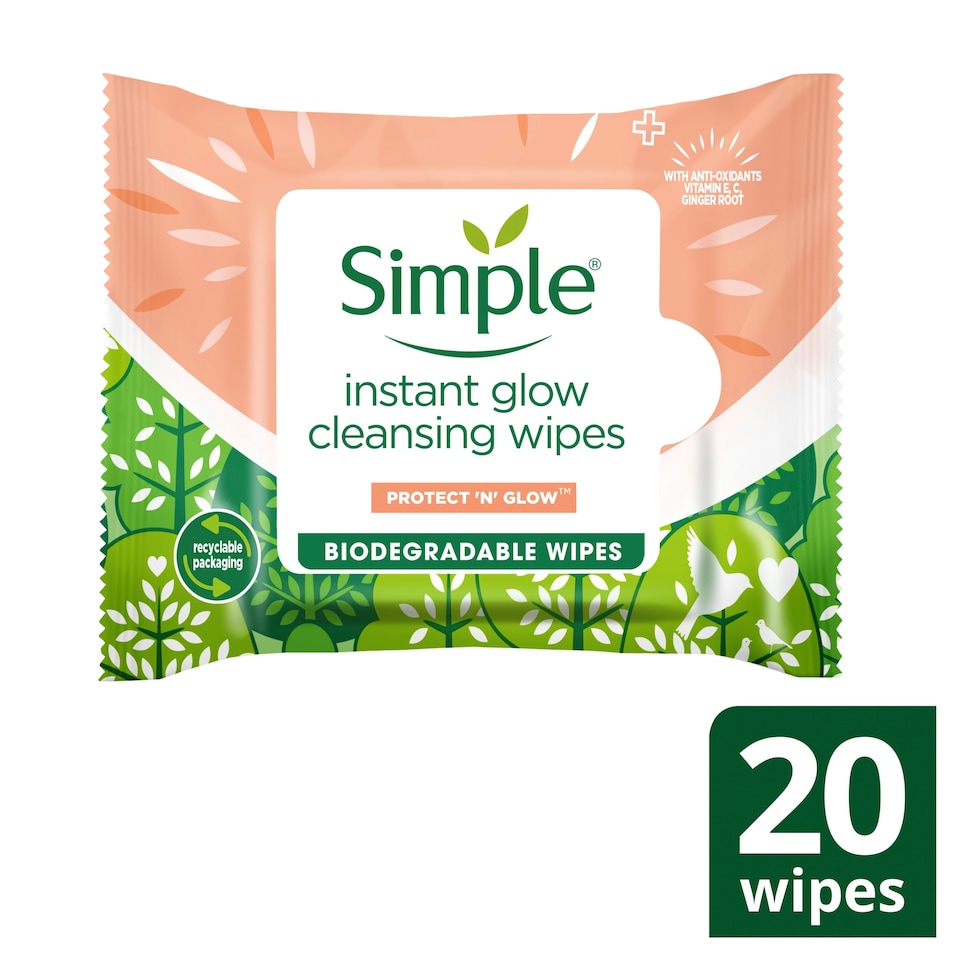 image 1 of Simple Instant Glow Cleansing Wipes X20