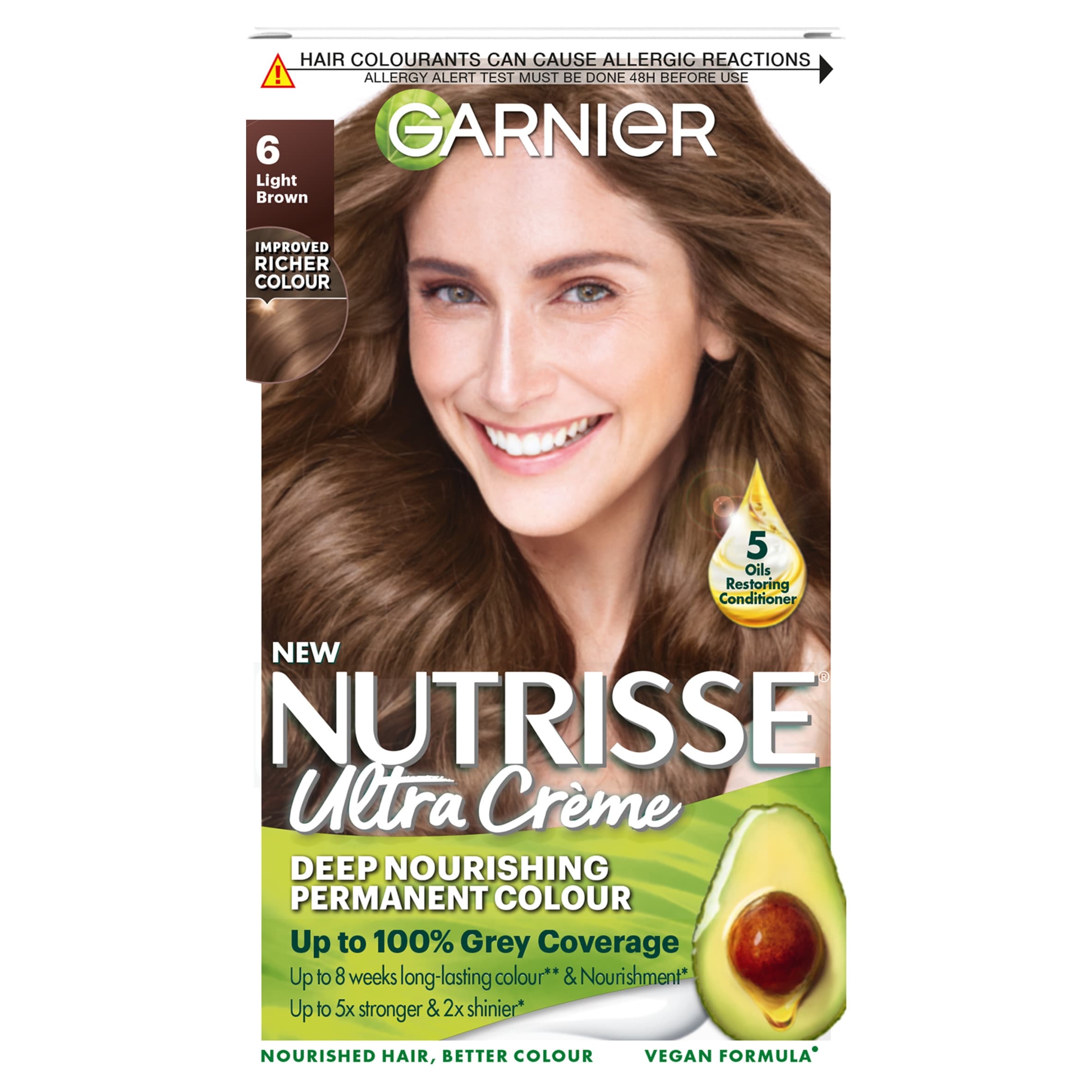 Garnier Nutrisse Creme Permanent Hair Colour - 6 Light Brown