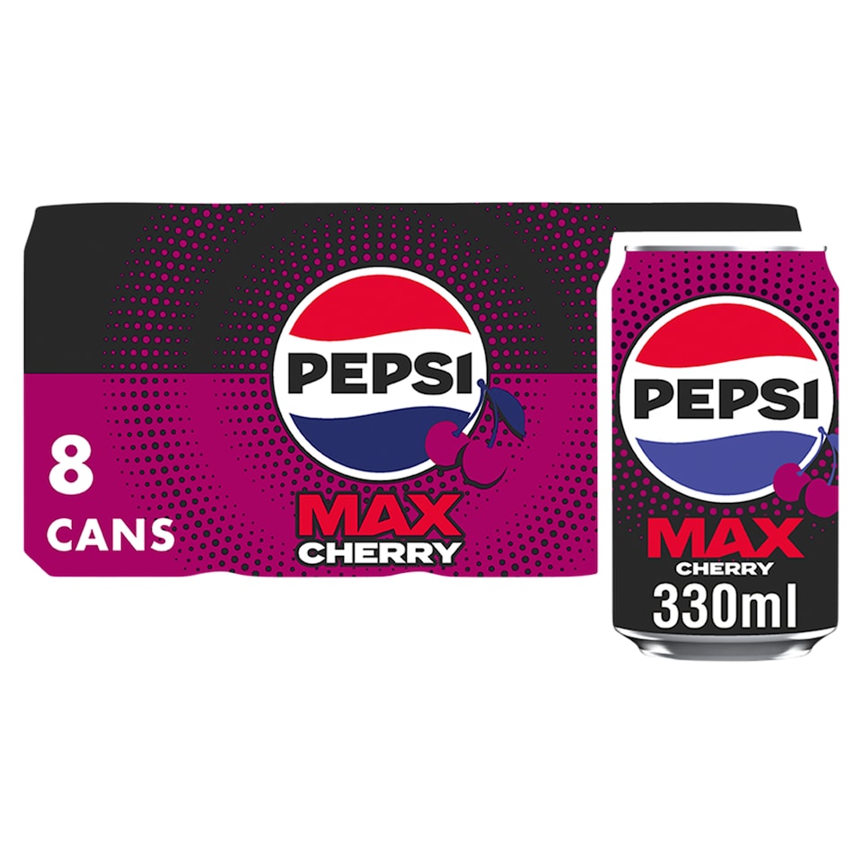 Pepsi Max Cherry No Sugar Cola Cans 8x330ml