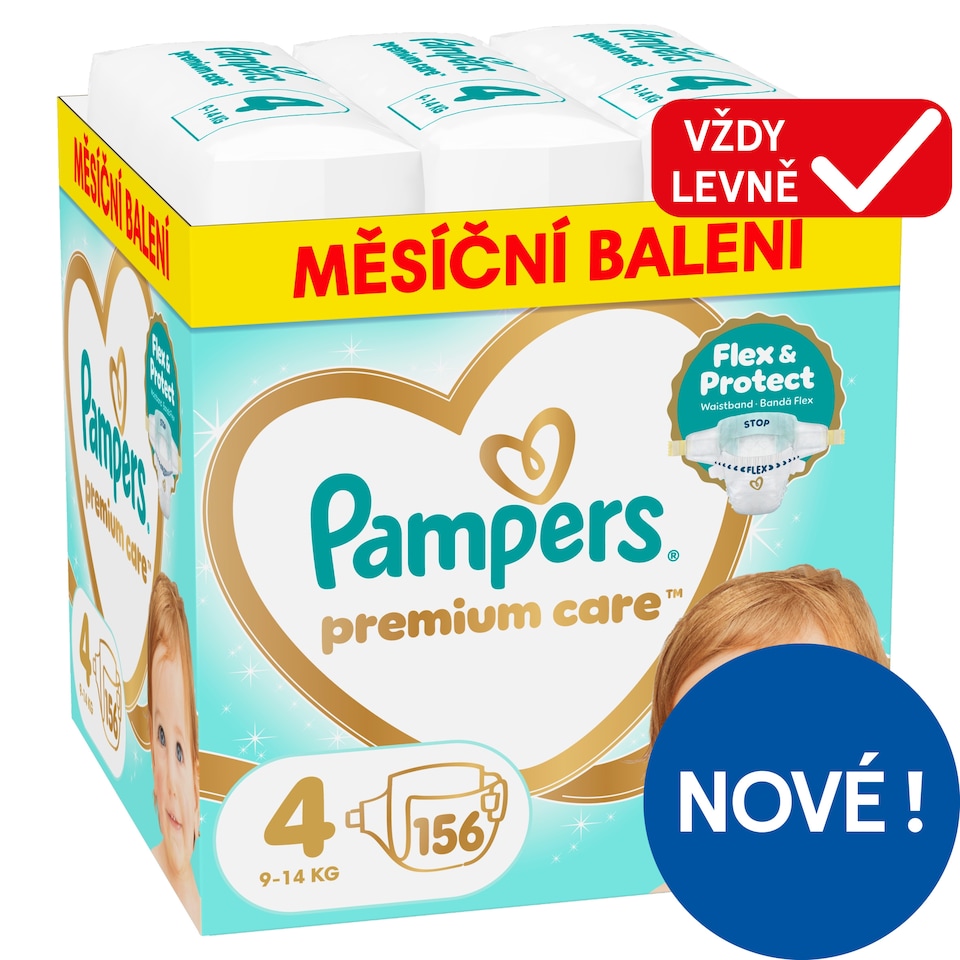 image 1 of Pampers Premium Care Size 4, 156 Nappies, 9kg-14kg