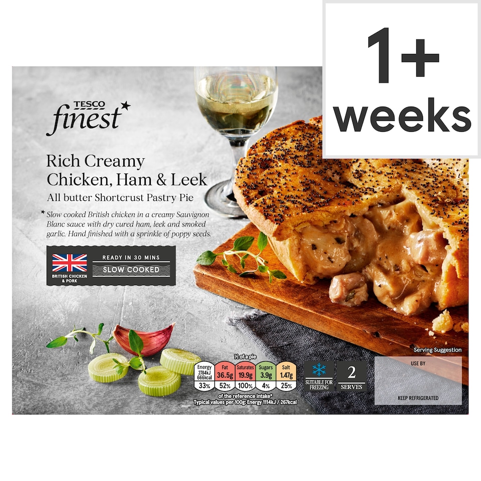 Tesco Finest Chicken Ham & Leek Pie 500g