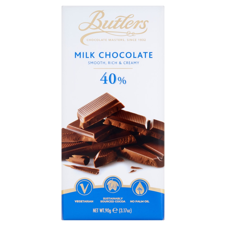 Butlers 40% Smooth Milk Chocolate Bar 90G
