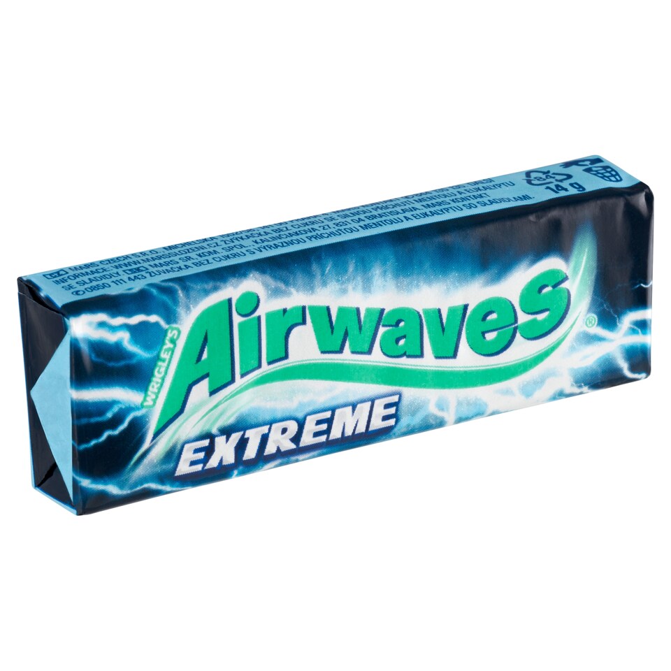 image 1 of Wrigley's Airwaves Extreme Sugar Free Chewing Gum with Menthol and Eucalyptus Flavour 10 pcs 14 g