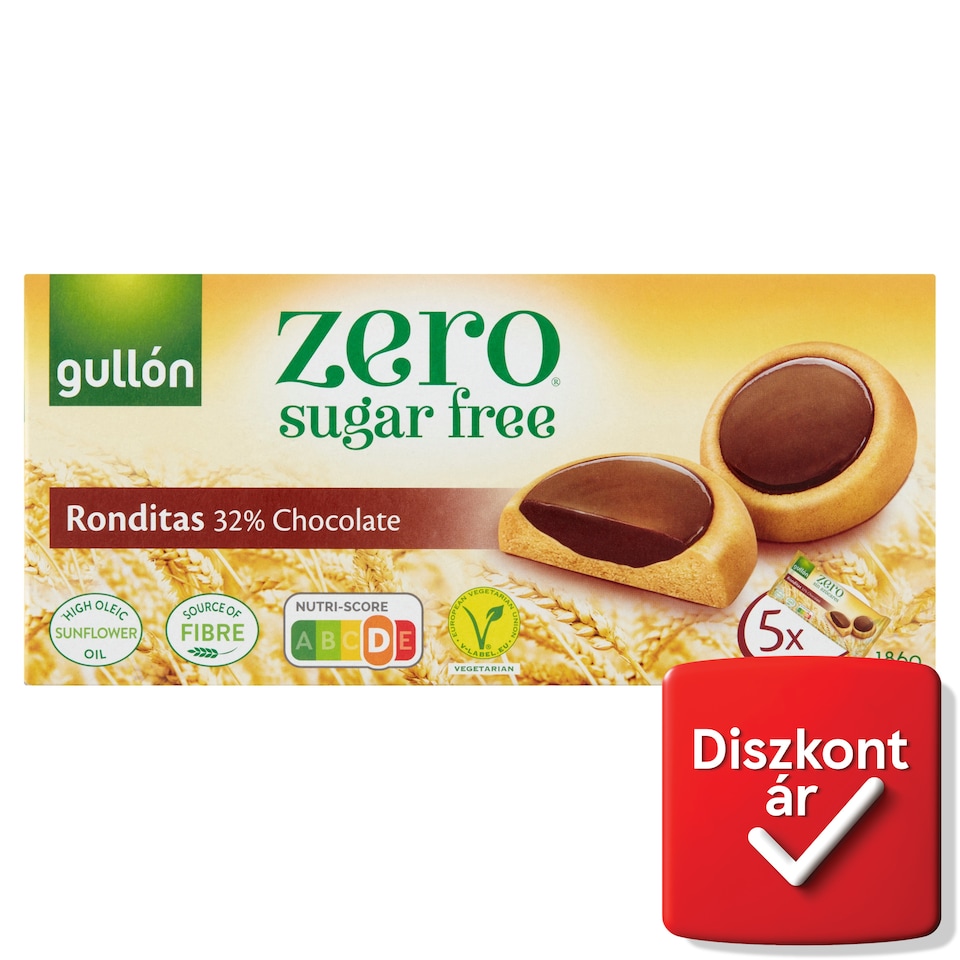 image 1 of Gullón Zero Dark Chocolate-Covered Biscuit with Sweetener 5 x 37,2 g (186 g)