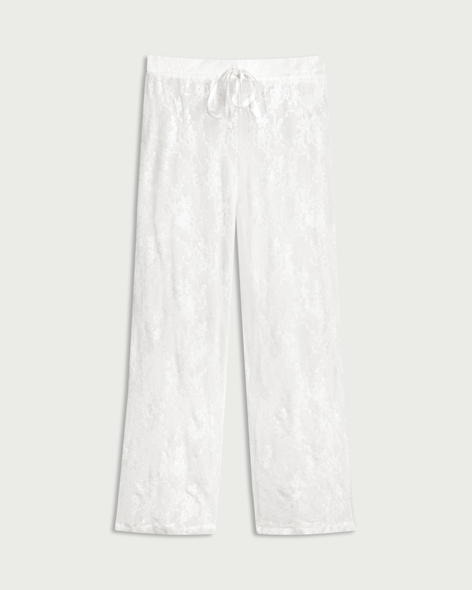 image 1 of OH ME OH MY Floral Lace Drawstring Beach Trousers in White