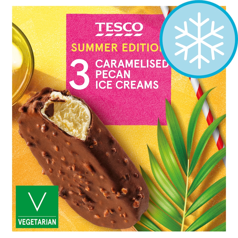Tesco Caramelised Pecan Ice Creams 3x90ml