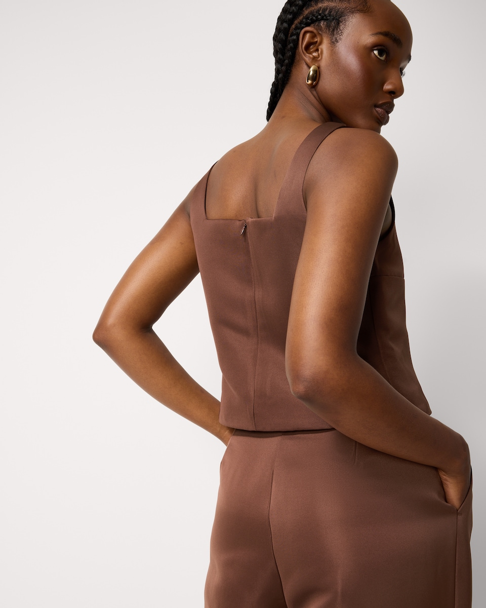 image 1 of F&F Satin Co-ord Top in Brown