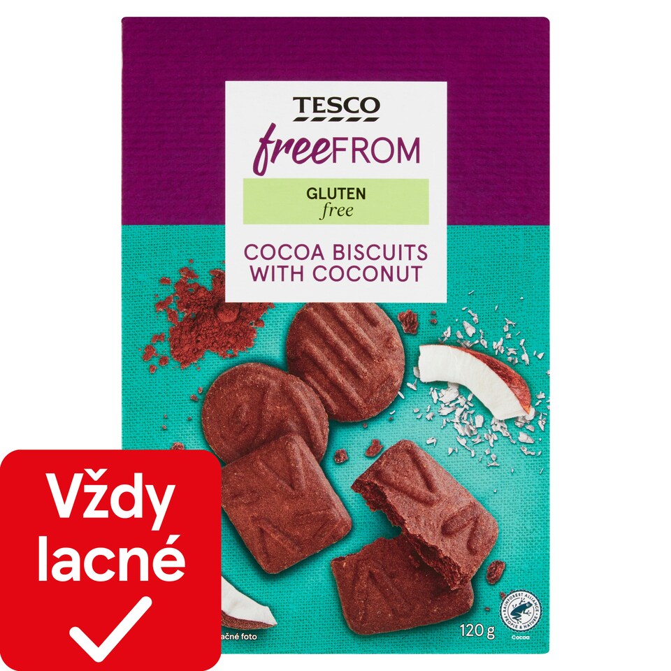 Tesco Free From Bezgluténové kakaové sušienky s kokosom 120 g