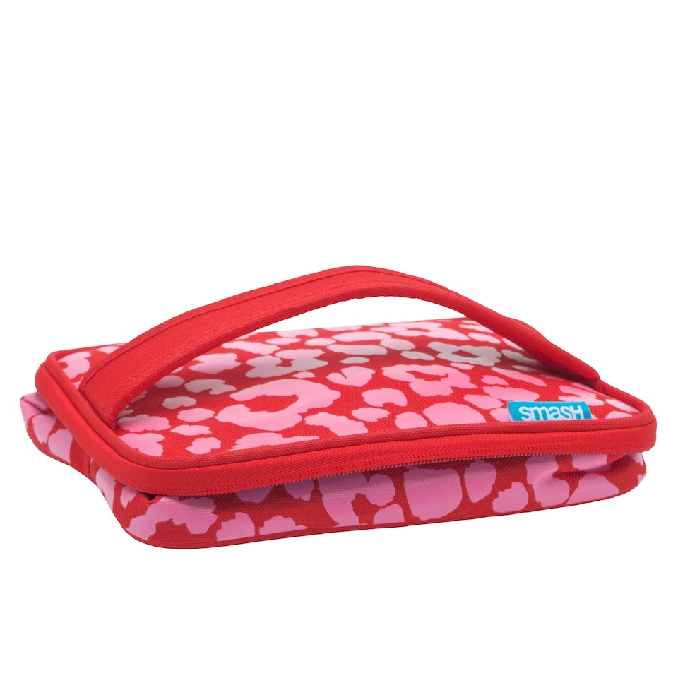 image 1 of Smash Red and Pink Leopard Print Lunch Bag