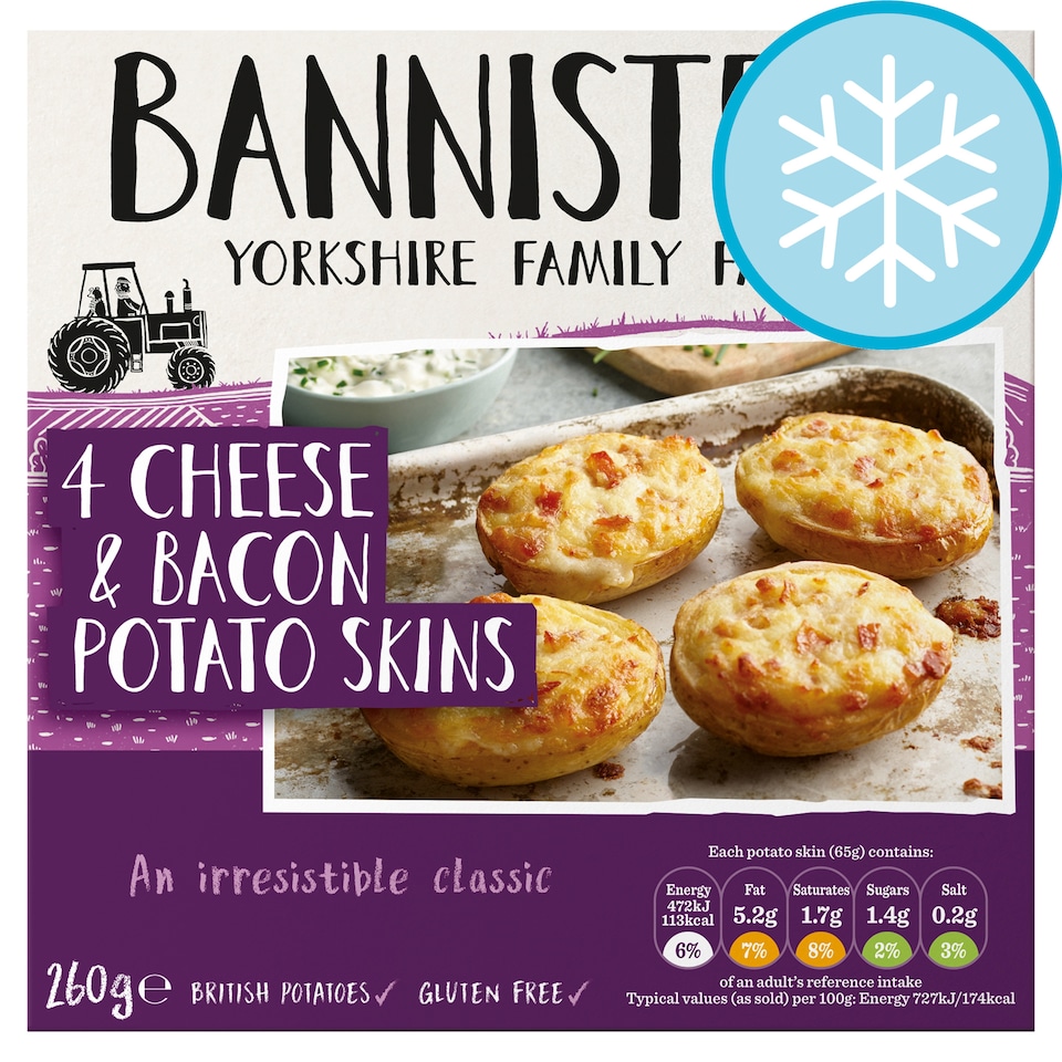 Bannisters Farm 4 Cheese & Bacon Potato Skins 260G