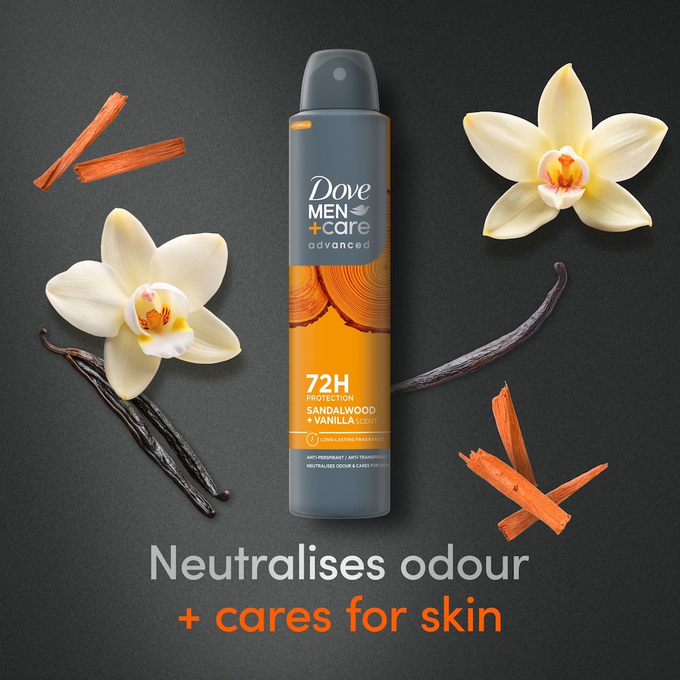 image 1 of Dove Men+ Care Advanced 72H Sandalwood & Vanilla Scent Anti-perspirant 200ml