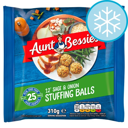 Aunt Bessie's 12 Sage & Onion Stuffing Balls 310G Tesco Groceries