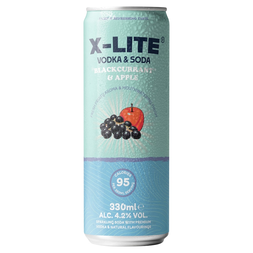 X-LITE Vodka & Soda, Apple & Blackcurrant 330ml